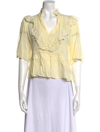 Zadig & Voltaire V-Neck Short Sleeve Crop Top