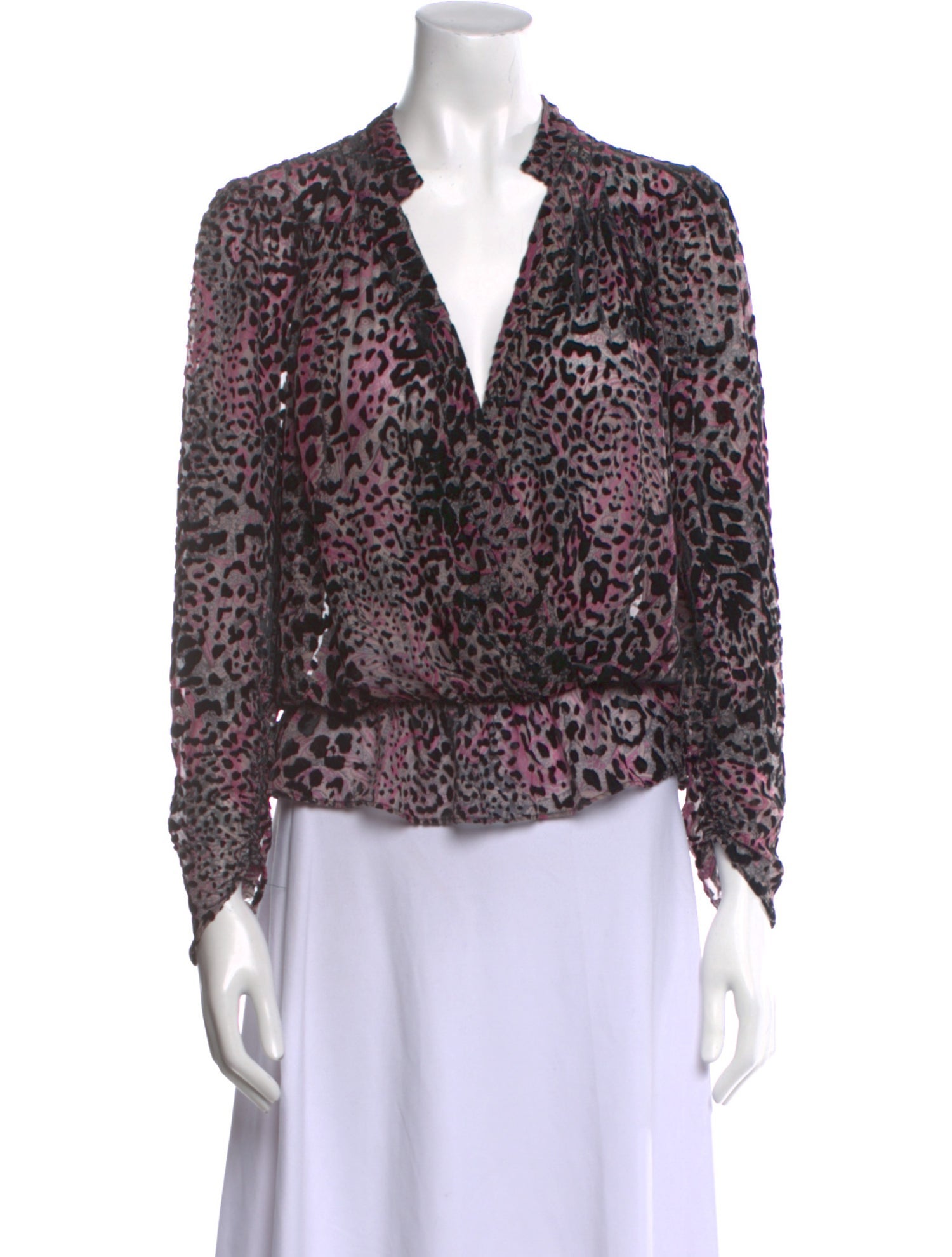 Zadig & Voltaire Animal Print V-Neck Blouse