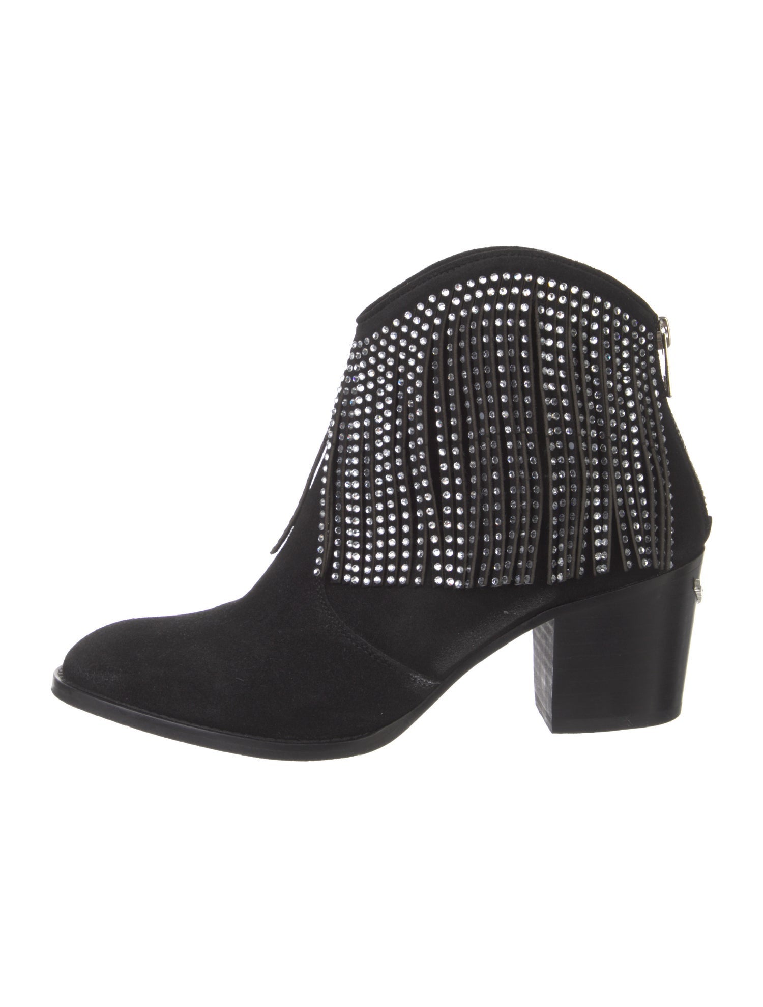 Zadig & Voltaire Suede Crystal Embellishments Western Boots