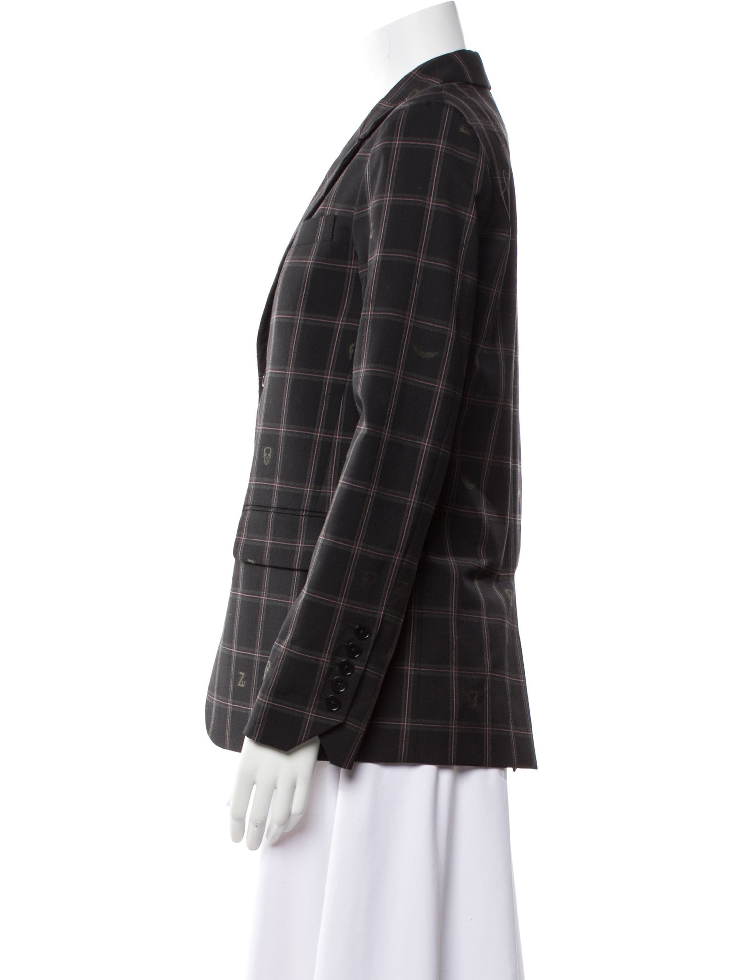 Zadig & Voltaire Virgin Wool Plaid Print Blazer