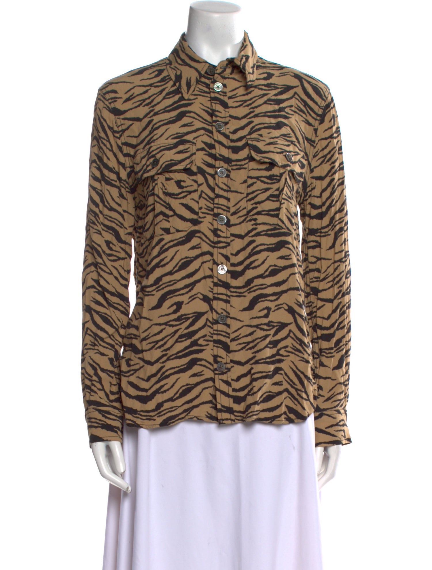 Zadig & Voltaire Animal Print Long Sleeve Button-Up Top