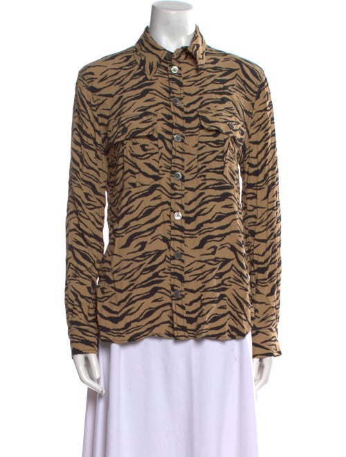 Zadig & Voltaire Animal Print Long Sleeve Button-Up Top