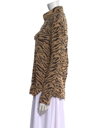 Zadig & Voltaire Animal Print Long Sleeve Button-Up Top
