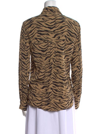 Zadig & Voltaire Animal Print Long Sleeve Button-Up Top