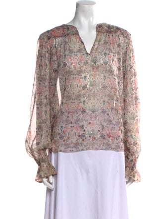 Zadig & Voltaire Floral Print V-Neck Blouse