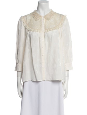 Zadig & Voltaire Silk Three-Quarter Sleeve Button-Up Top