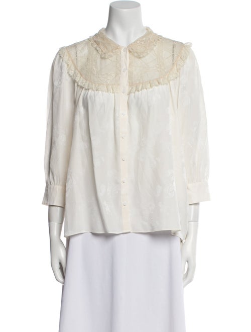 Zadig & Voltaire Silk Three-Quarter Sleeve Button-Up Top