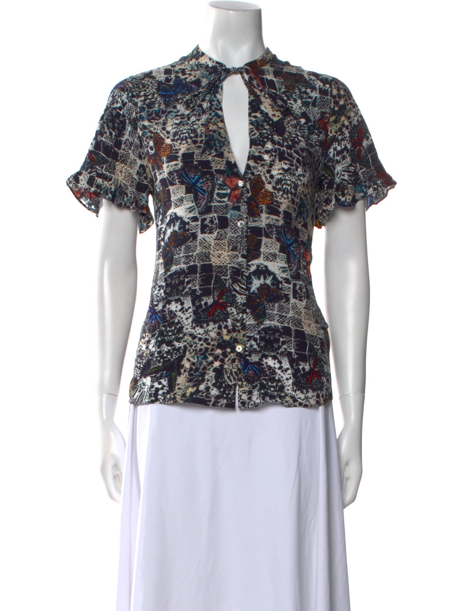 Zadig & Voltaire Printed V-Neck Blouse w/ Tags