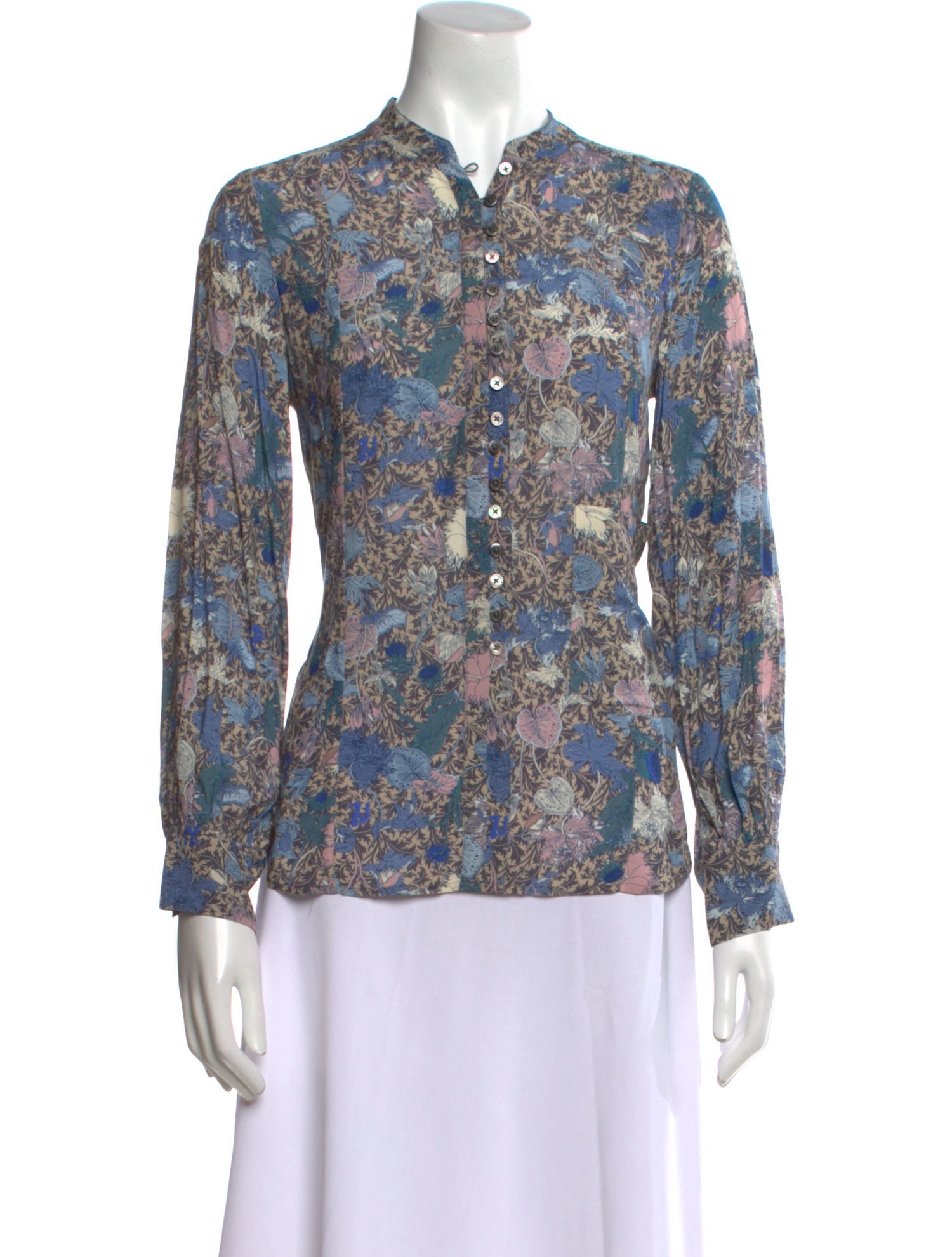 Zadig & Voltaire Floral Print Mock Neck Blouse