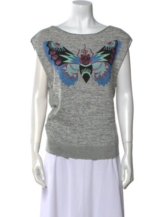 Zadig & Voltaire Graphic Print Bateau Neckline Top