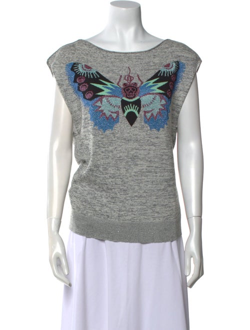 Zadig & Voltaire Graphic Print Bateau Neckline Top