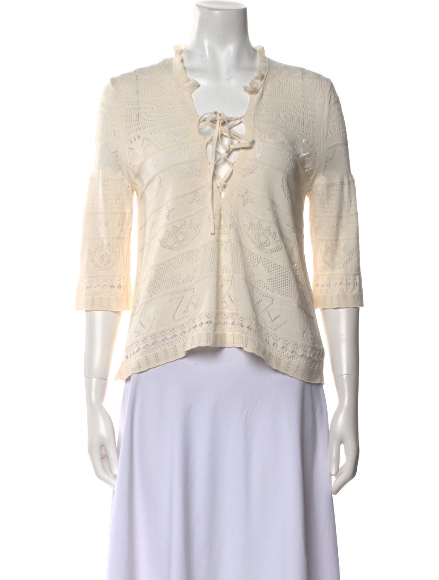 Zadig & Voltaire V-Neck Three-Quarter Sleeve Blouse