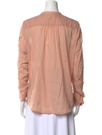 Zadig & Voltaire Crew Neck Long Sleeve Button-Up Top