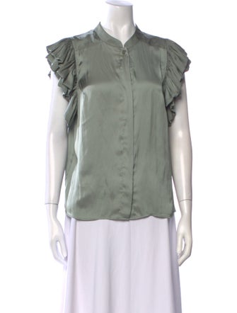 Zadig & Voltaire Mock Neck Short Sleeve Button-Up Top