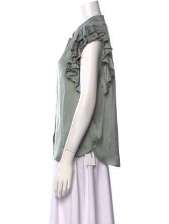 Zadig & Voltaire Mock Neck Short Sleeve Button-Up Top