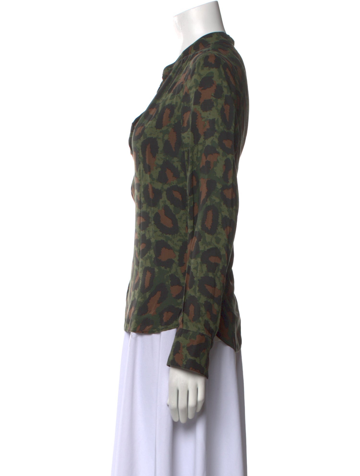 Zadig & Voltaire Animal Print V-Neck Button-Up Top