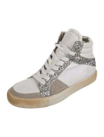 Zadig & Voltaire Canvas Colorblock Pattern Wedge Sneakers