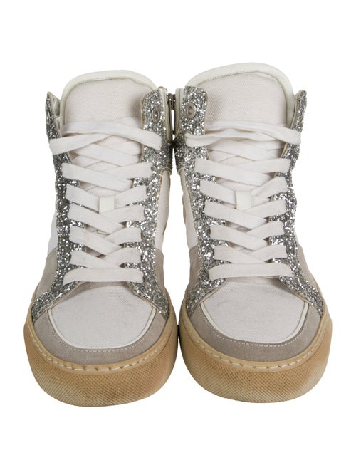 Zadig & Voltaire Canvas Colorblock Pattern Wedge Sneakers