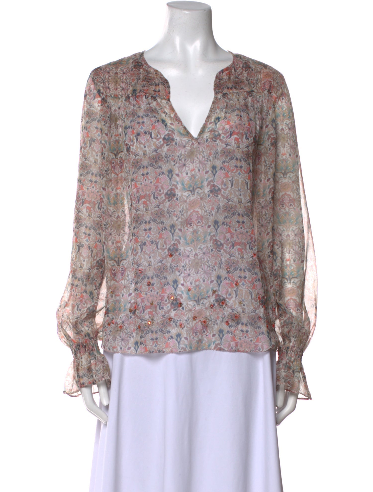 Zadig & Voltaire Floral Print V-Neck Blouse w/ Tags