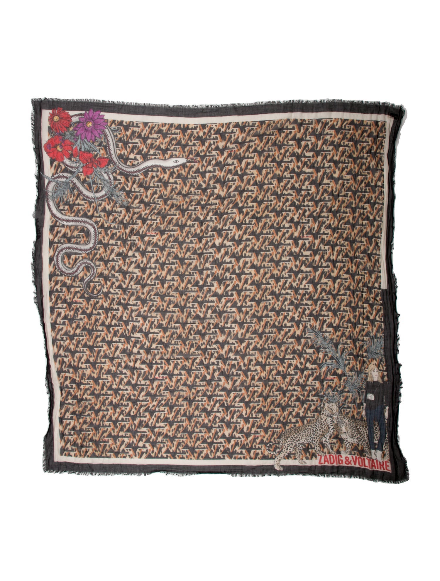 Zadig & Voltaire Silk Floral Print Scarf