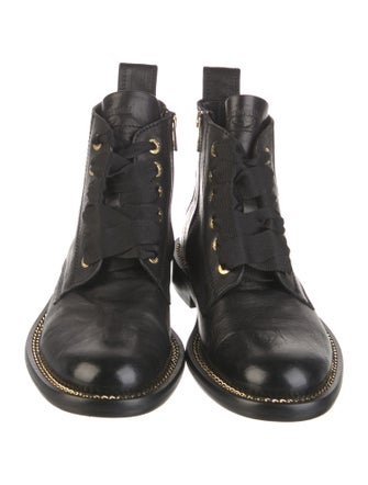 Zadig & Voltaire Leather Chain-Link Accents Combat Boots