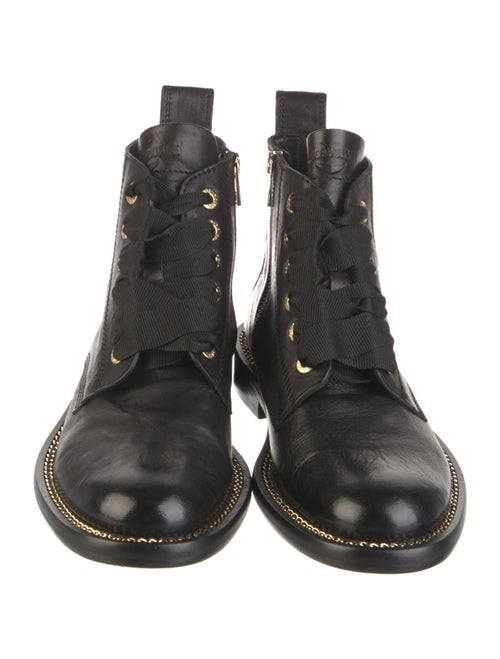 Zadig & Voltaire Leather Chain-Link Accents Combat Boots