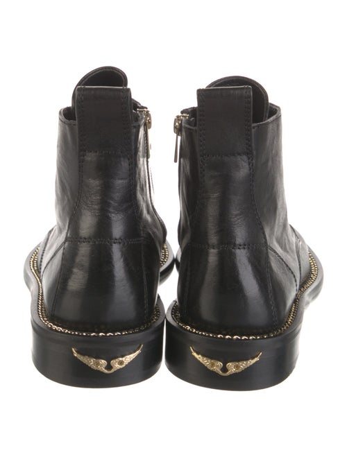 Zadig & Voltaire Leather Chain-Link Accents Combat Boots