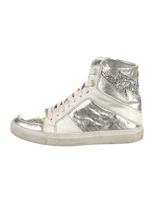 Zadig & Voltaire Leather Colorblock Pattern Sneakers