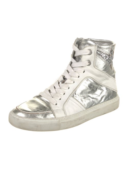 Zadig & Voltaire Leather Colorblock Pattern Sneakers