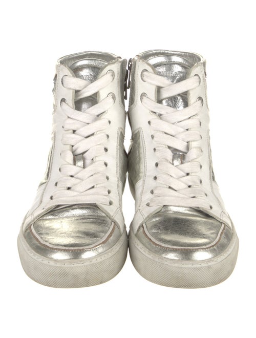 Zadig & Voltaire Leather Colorblock Pattern Sneakers