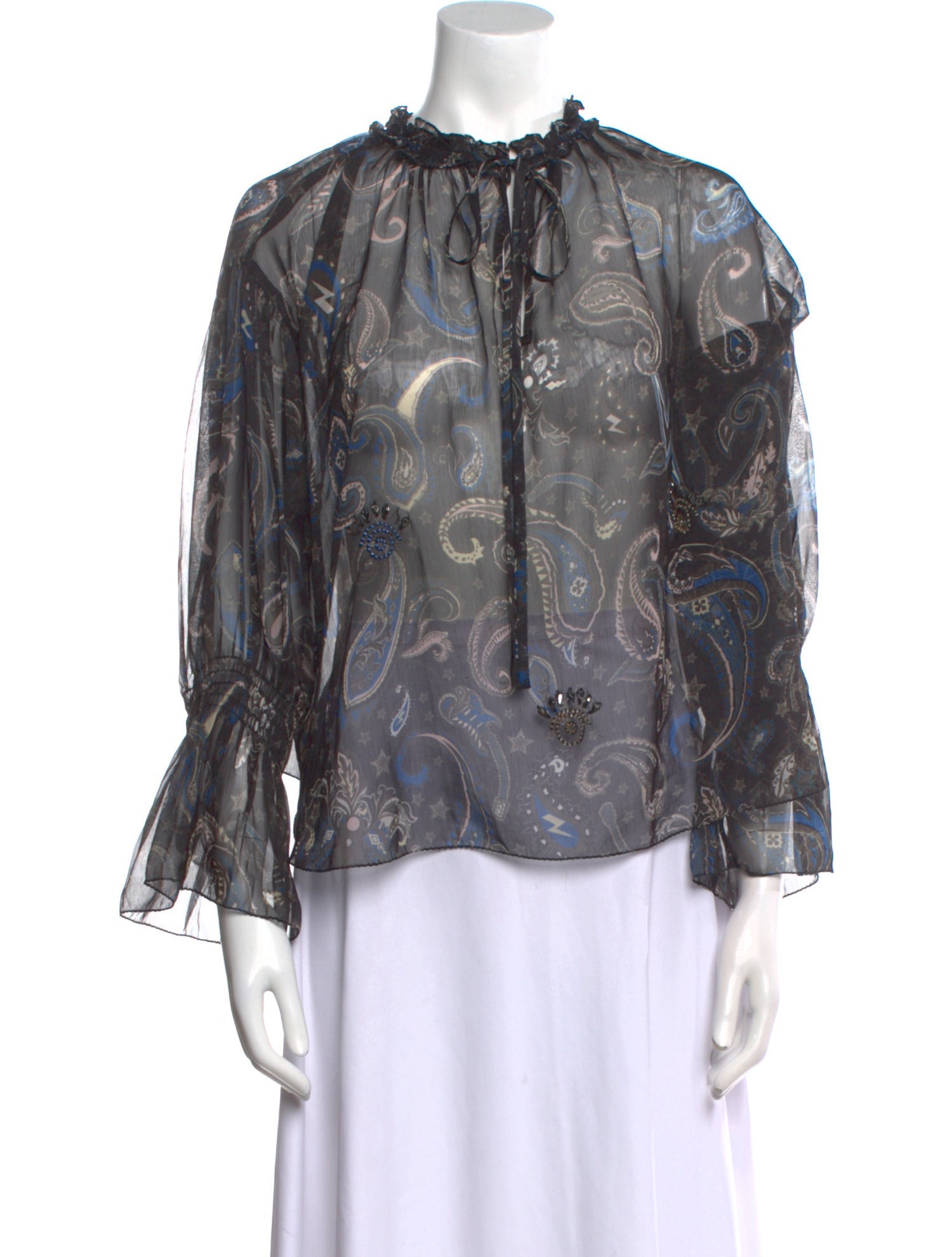Zadig & Voltaire Paisley Print Mock Neck Blouse