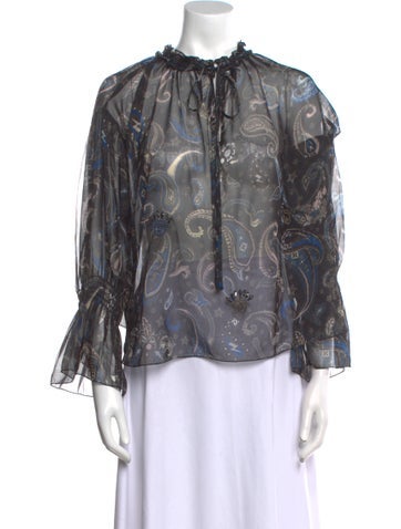 Zadig & Voltaire Tops Paisley Print Mock Neck Blouse XS