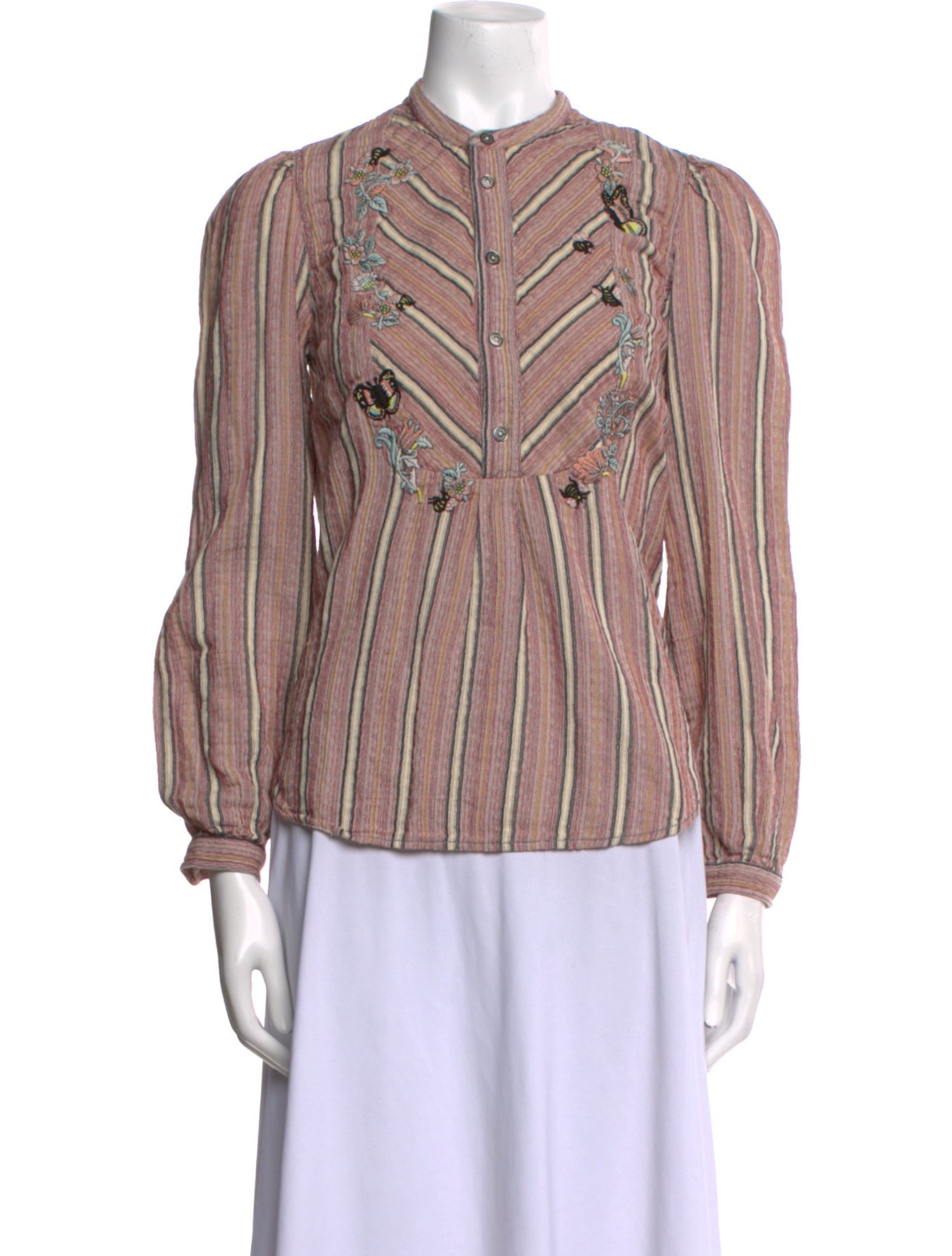 Zadig & Voltaire Striped Mock Neck Blouse