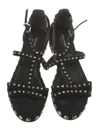 Zadig & Voltaire Suede Studded Accents Gladiator Sandals