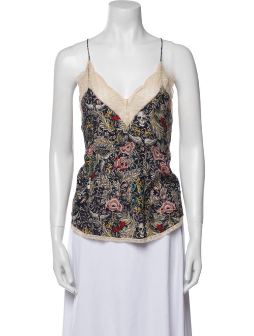 Zadig & Voltaire Floral Print V-Neck Top