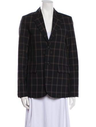 Zadig & Voltaire Virgin Wool Plaid Print Blazer