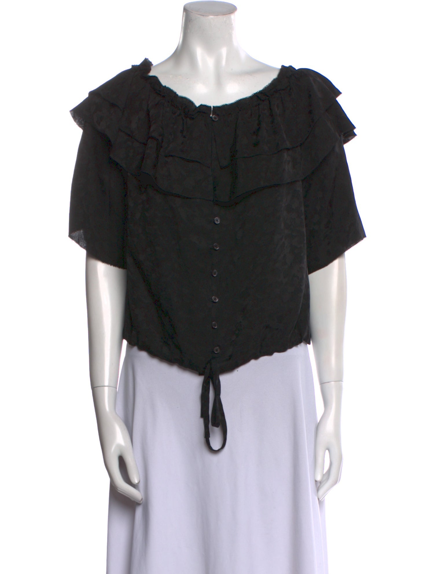 Zadig & Voltaire Silk Scoop Neck Button-Up Top