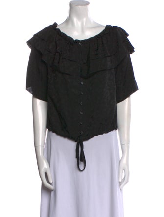 Zadig & Voltaire Silk Scoop Neck Button-Up Top