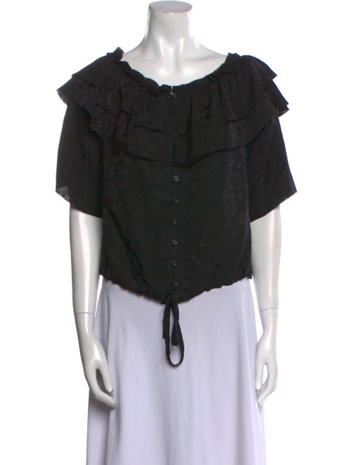 Zadig & Voltaire Silk Scoop Neck Button-Up Top