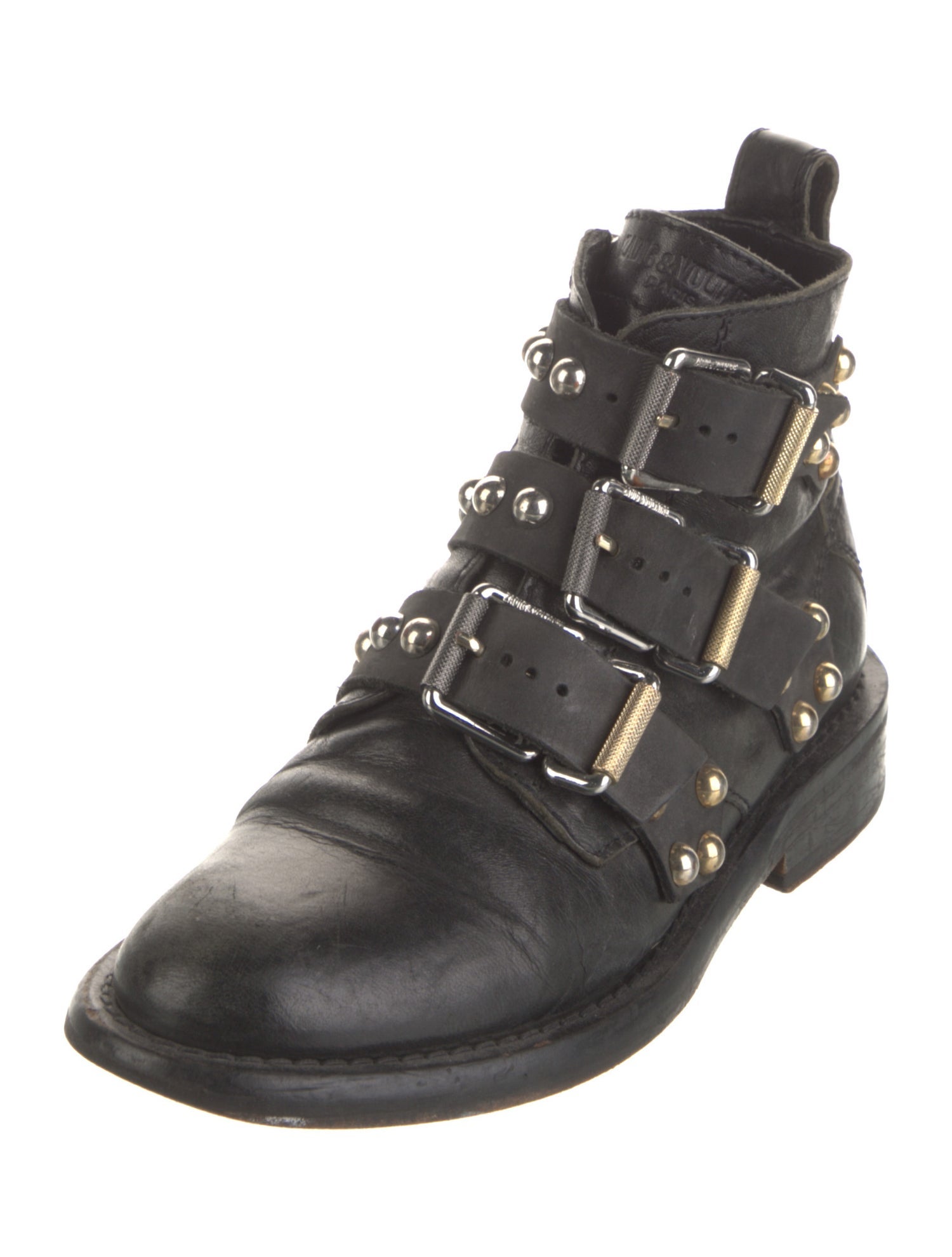 Zadig & Voltaire Leather Studded Accents Combat Boots