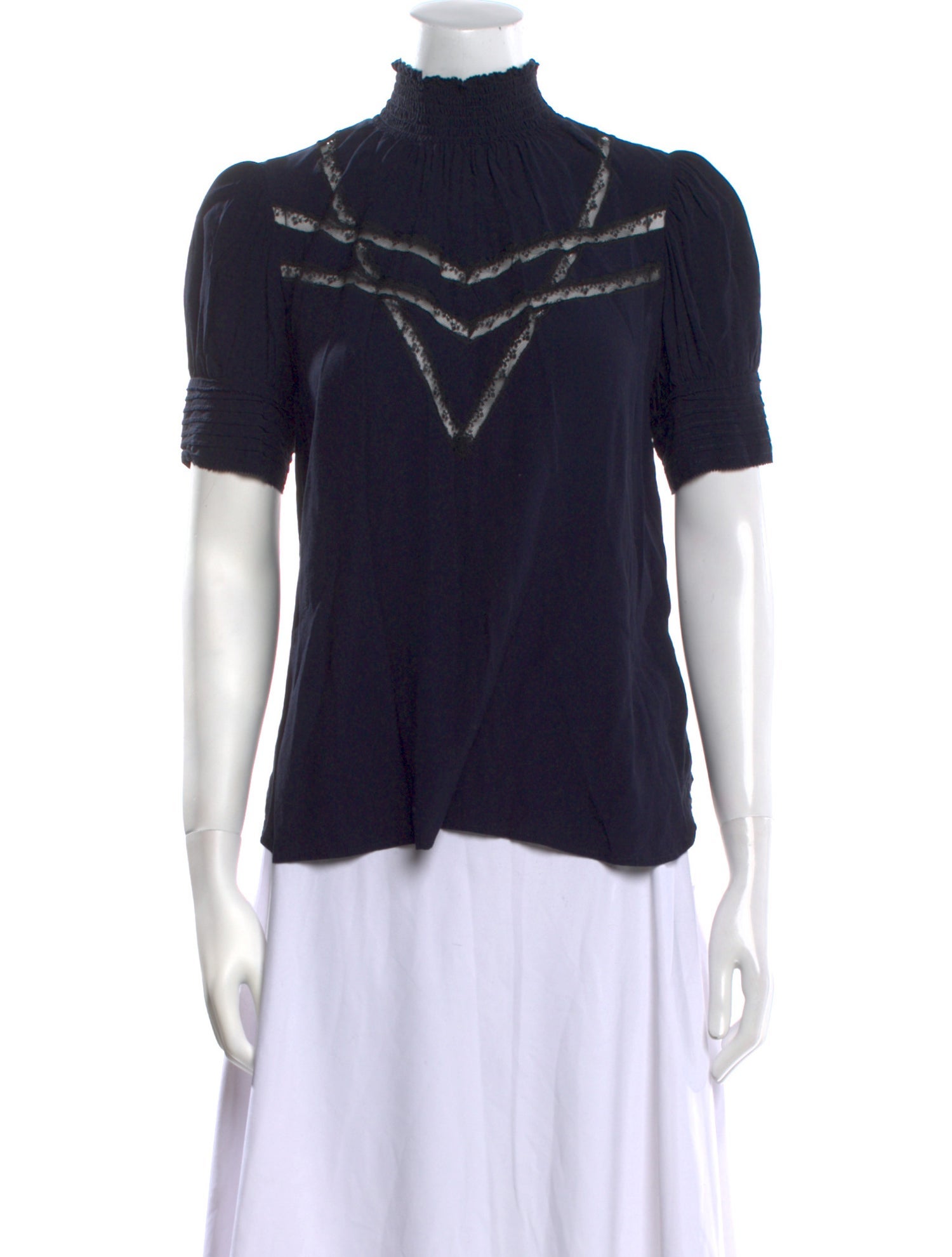 Zadig & Voltaire Mock Neck Short Sleeve Blouse