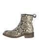 Zadig & Voltaire Snakeskin Animal Print Combat Boots