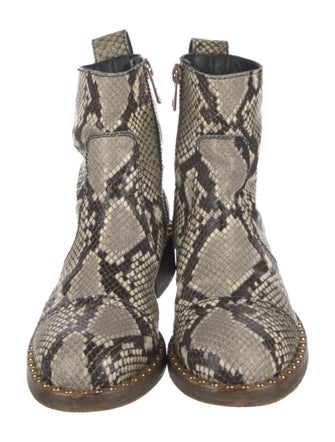 Zadig & Voltaire Snakeskin Animal Print Combat Boots