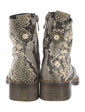 Zadig & Voltaire Snakeskin Animal Print Combat Boots