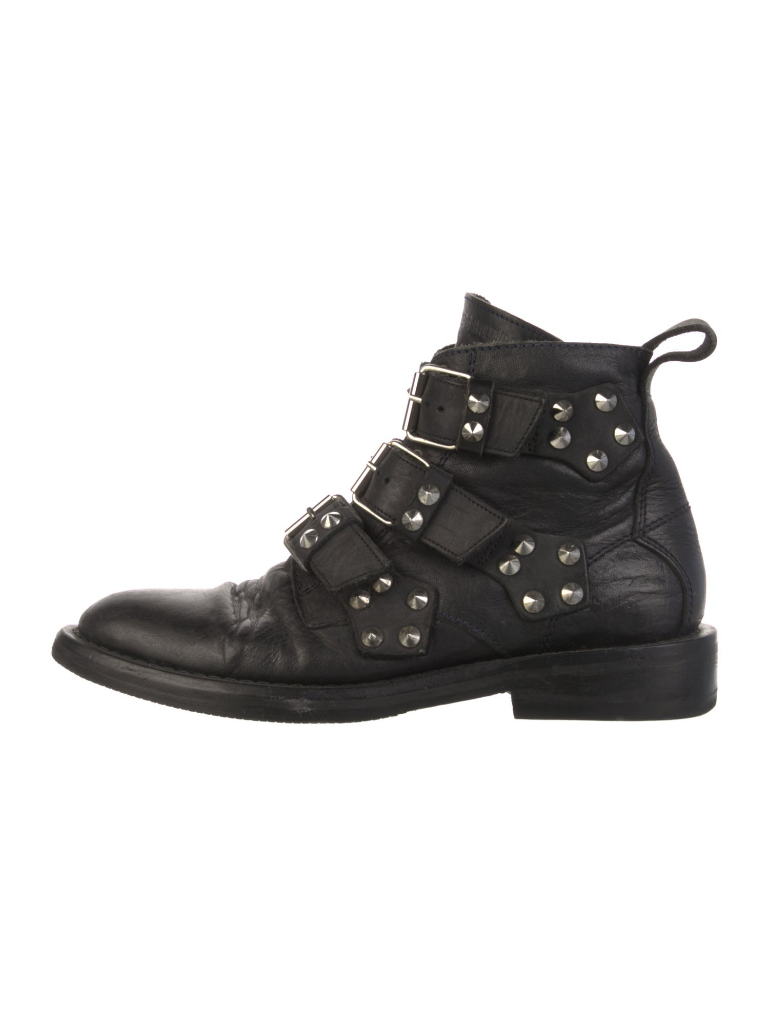 Zadig & Voltaire Leather Studded Accents Combat Boots