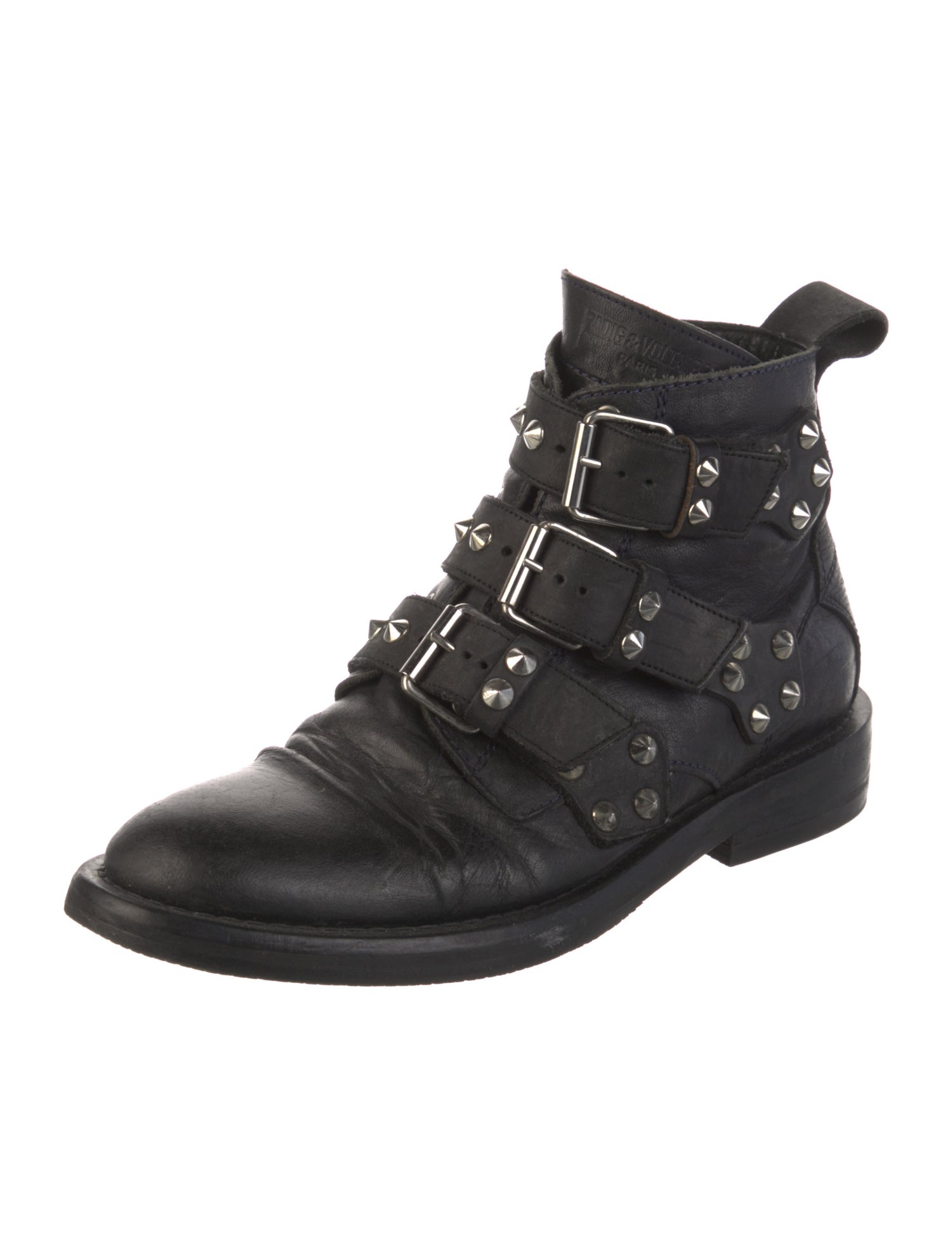 Zadig & Voltaire Leather Studded Accents Combat Boots