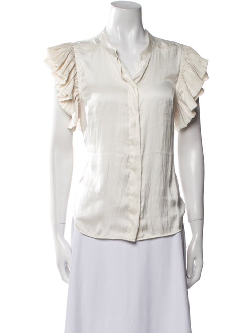 Zadig & Voltaire V-Neck Short Sleeve Button-Up Top