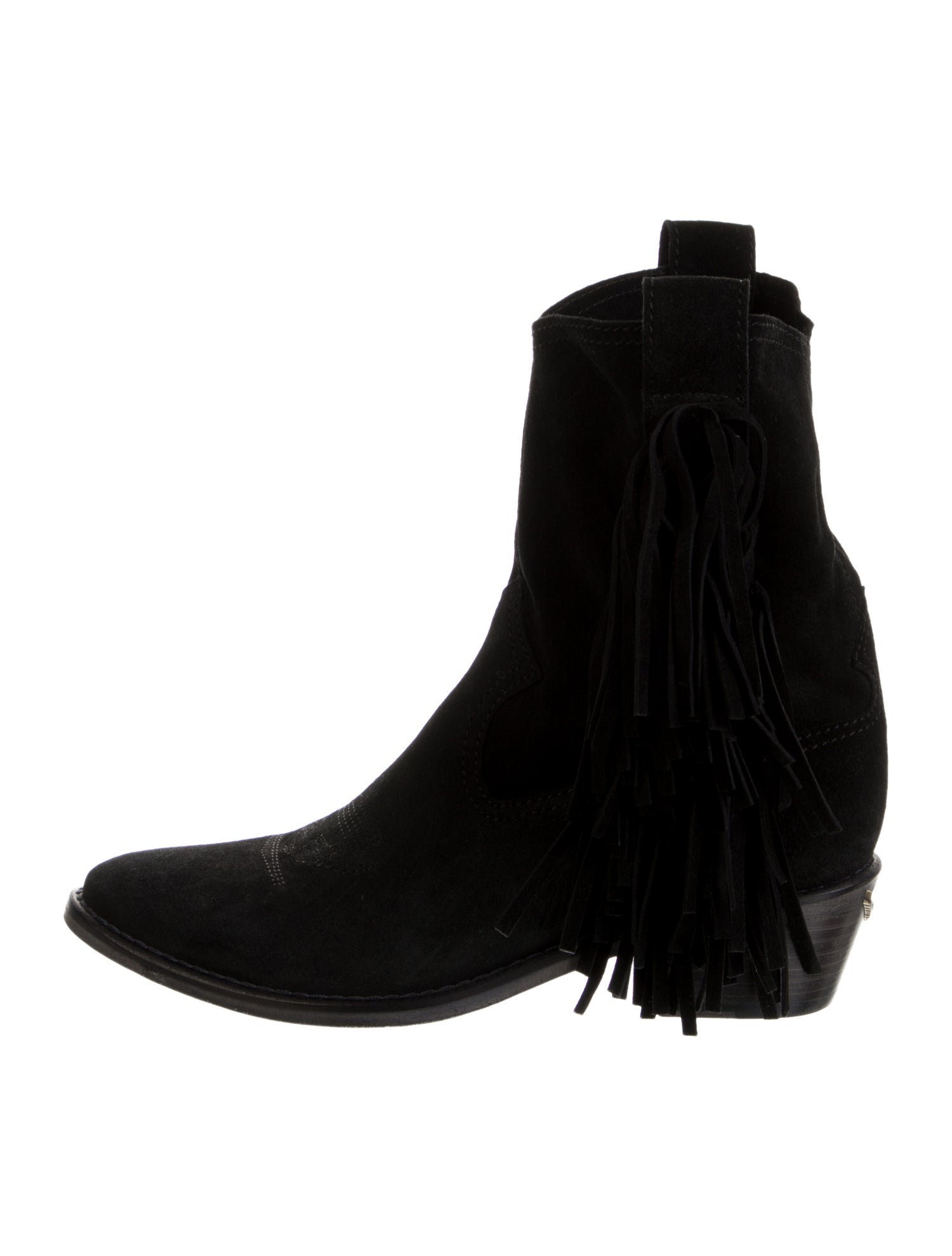 Zadig & Voltaire Suede Fringe Trim Accent Sock Boots