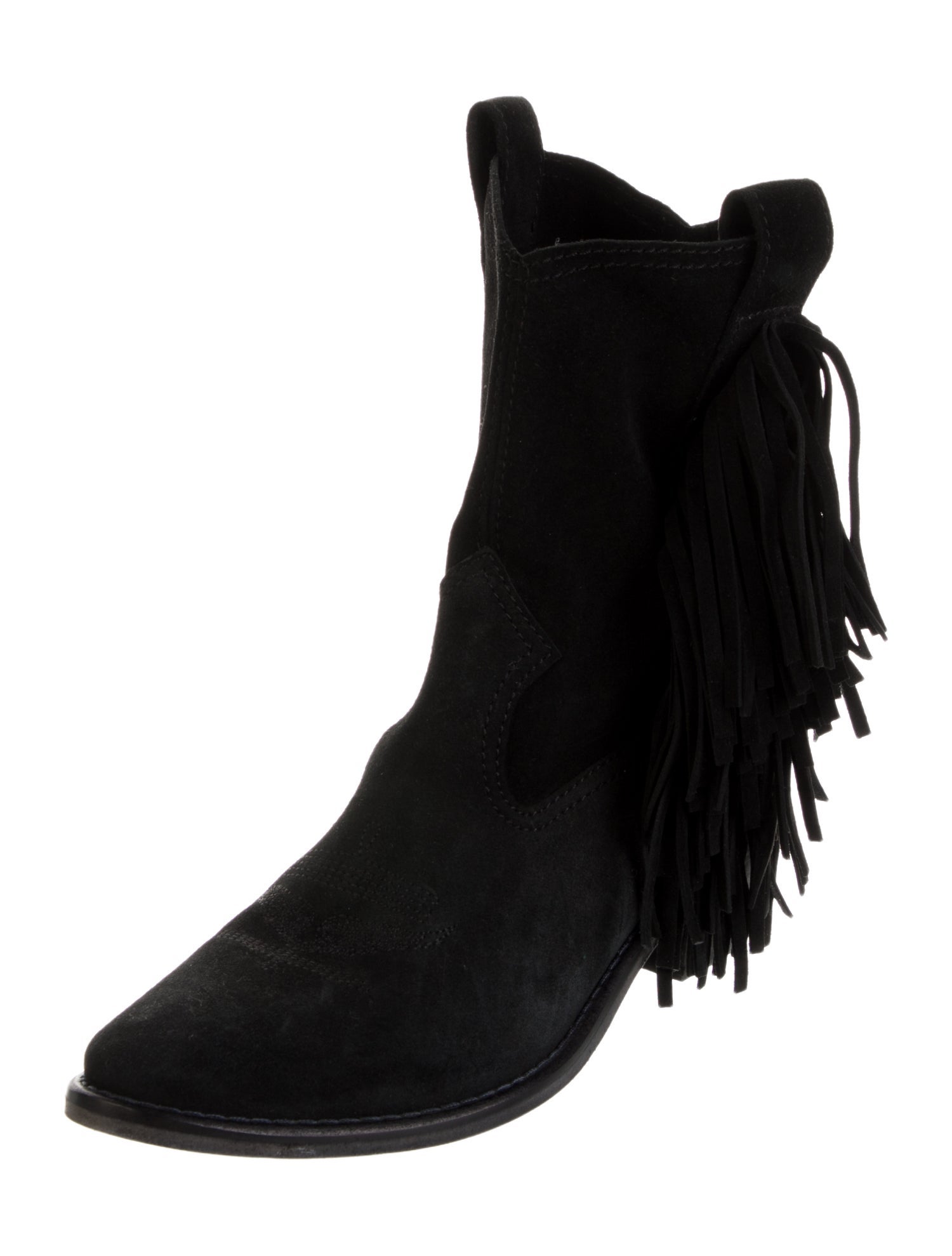 Zadig & Voltaire Suede Fringe Trim Accent Sock Boots