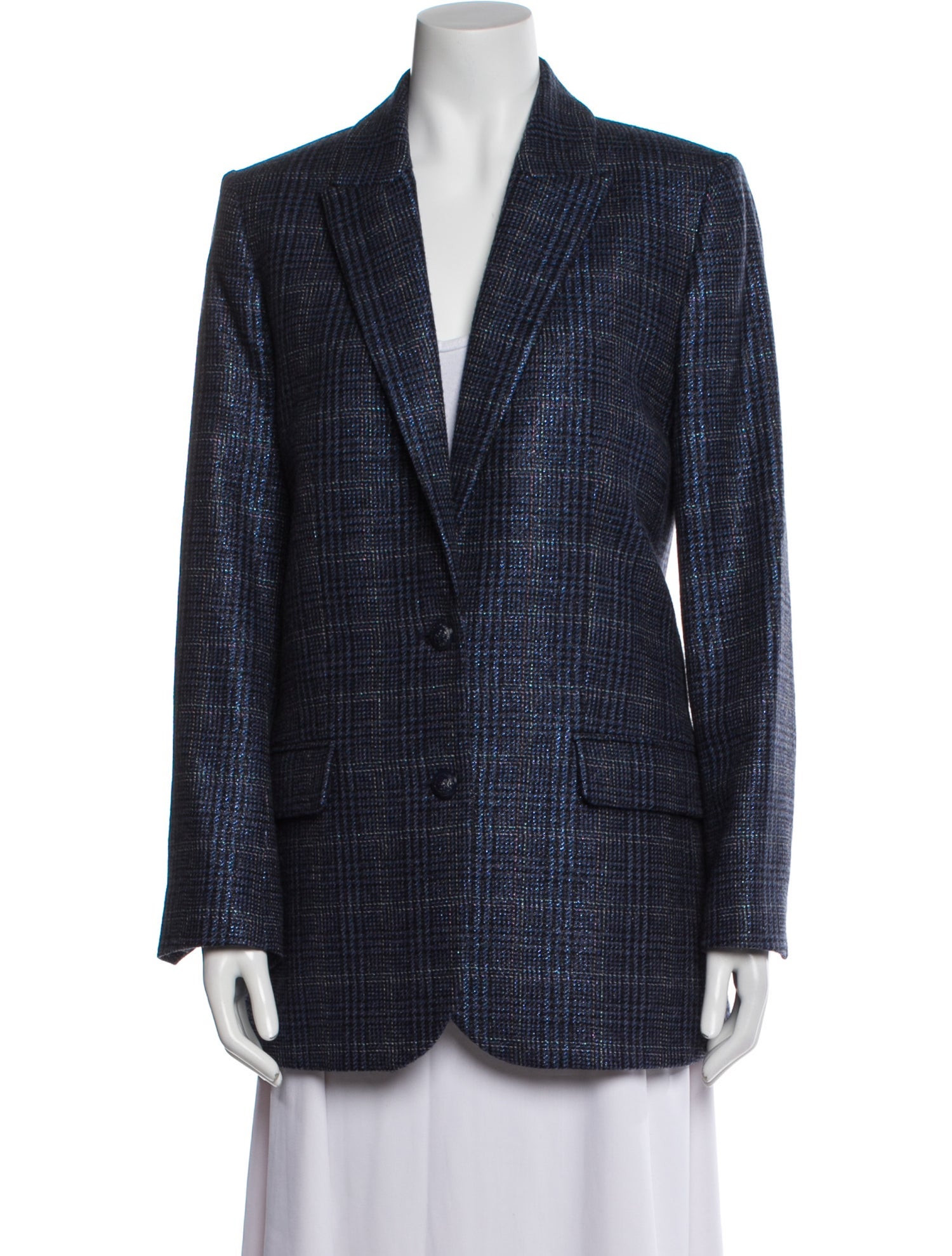 Zadig & Voltaire Wool Plaid Print Blazer